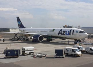 Decolamos no Airbus A330Neo da Azul, em seu voo inaugural