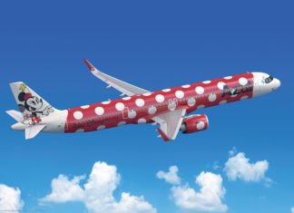 Próximo Airbus A321Neo da Azul será pintado com a Minnie Mouse